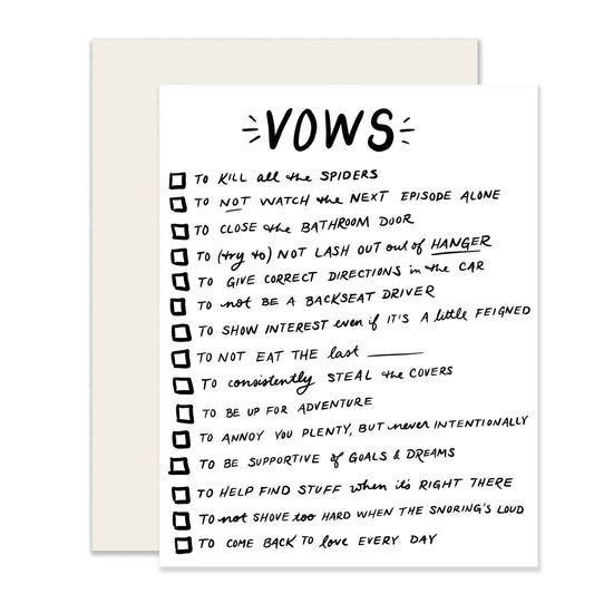 Vows Check Boxes Wedding Card