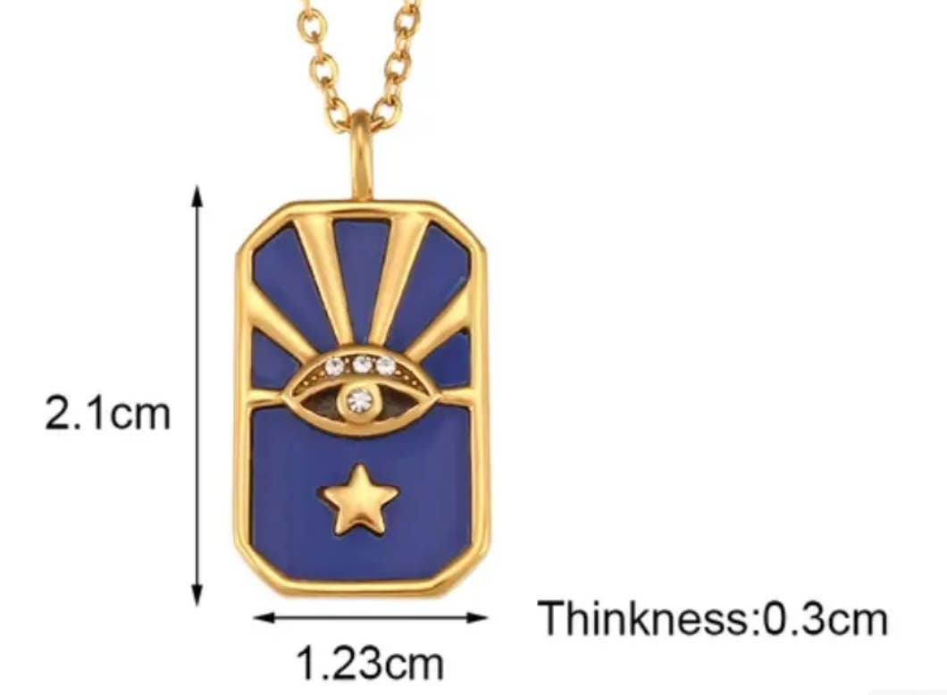 Evil Eye Blue Lapis 14K Plated Necklace - 0