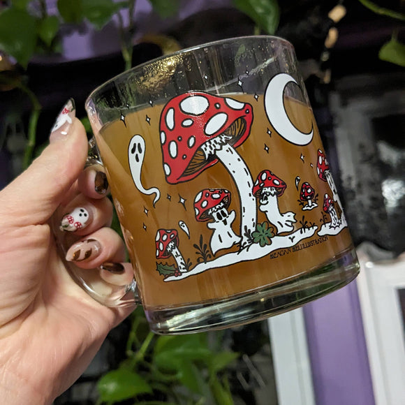 Ghost Mushrooms in the Snow Glass Mug