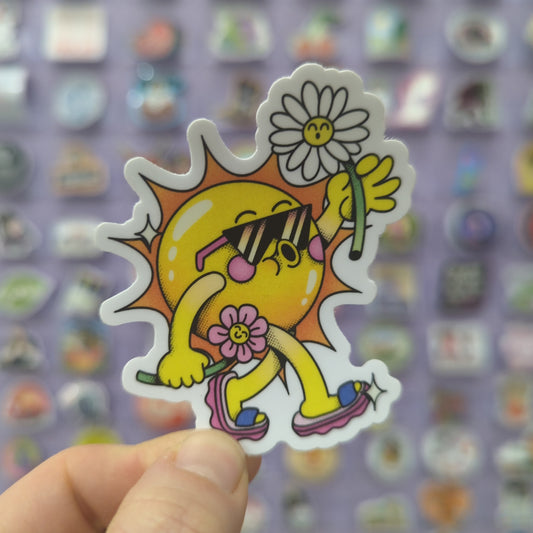 Walking On Sunshine Daisy Cloud Sticker