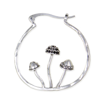 Mushrooms Hammered Hoop Earrings