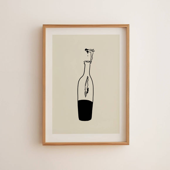 "Wine Dive" Minimal Modern Art Print