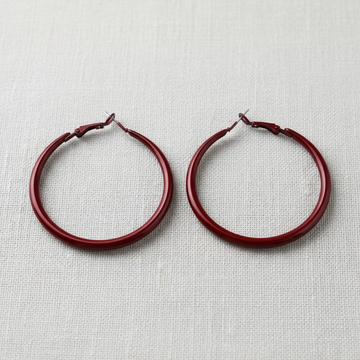 Candy Dark Red Hoop Earrings - 0