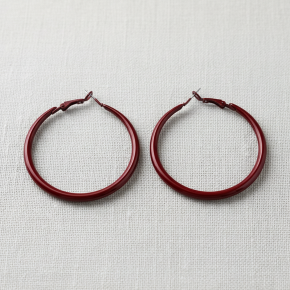 Candy Dark Red Hoop Earrings