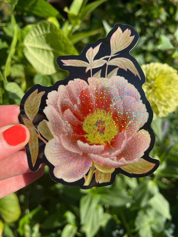 Peony Glitter Sticker