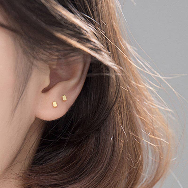 Tiny Cube Stud Earrings