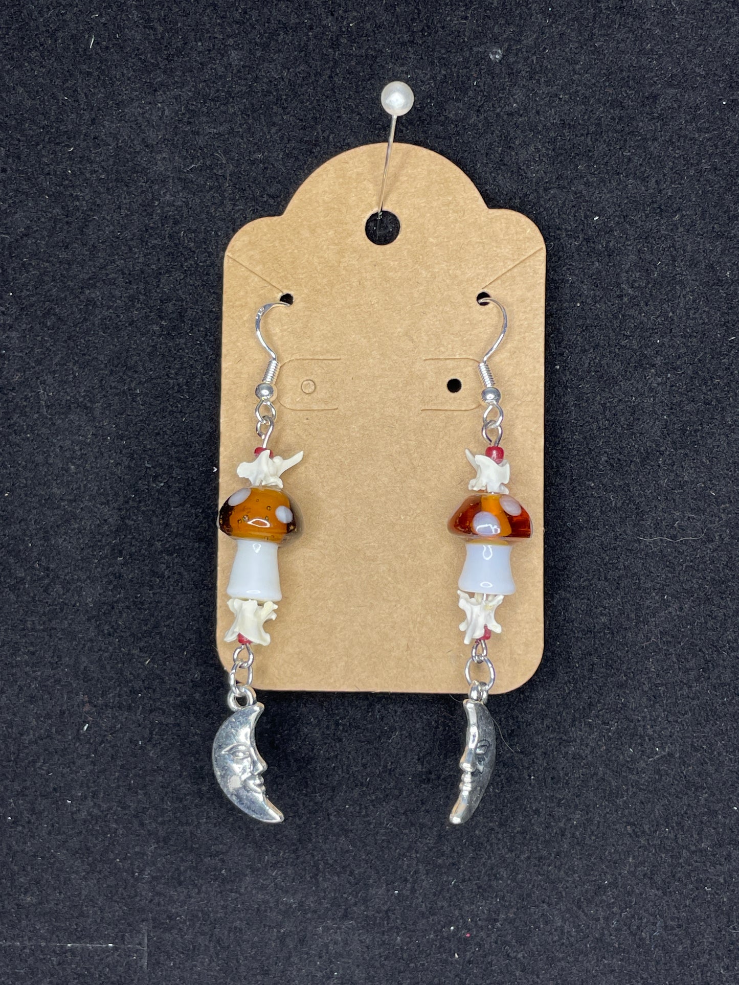 Snake Vertebrae, Mushrooms + Moons Earrings