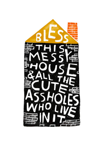 Bless This Messy House Small Art Print - 0