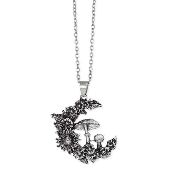 Mushroom Flower Moon Necklace