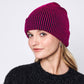 Vertical Contrast Stripe Cuff Beanie