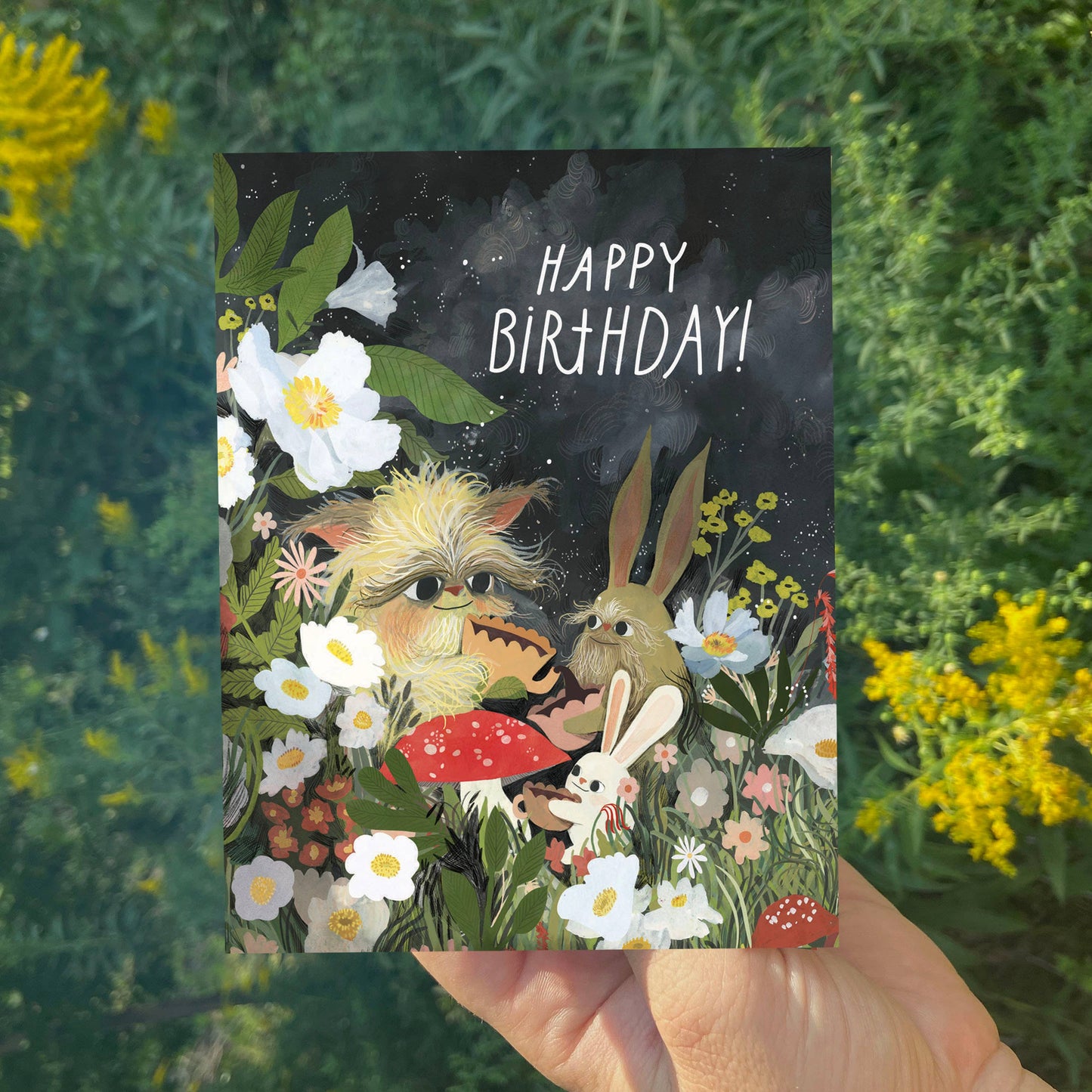 Garden of Creatures Birthday Card