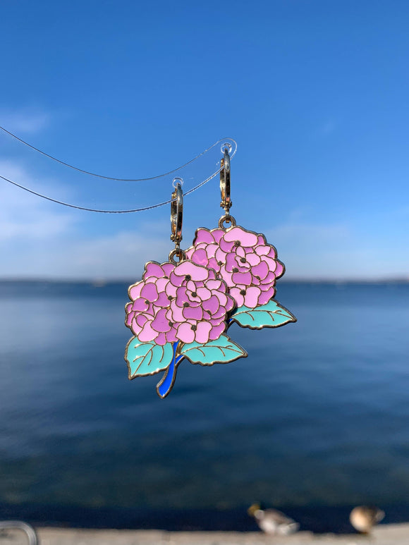 Hydrangea Huggie Earrings