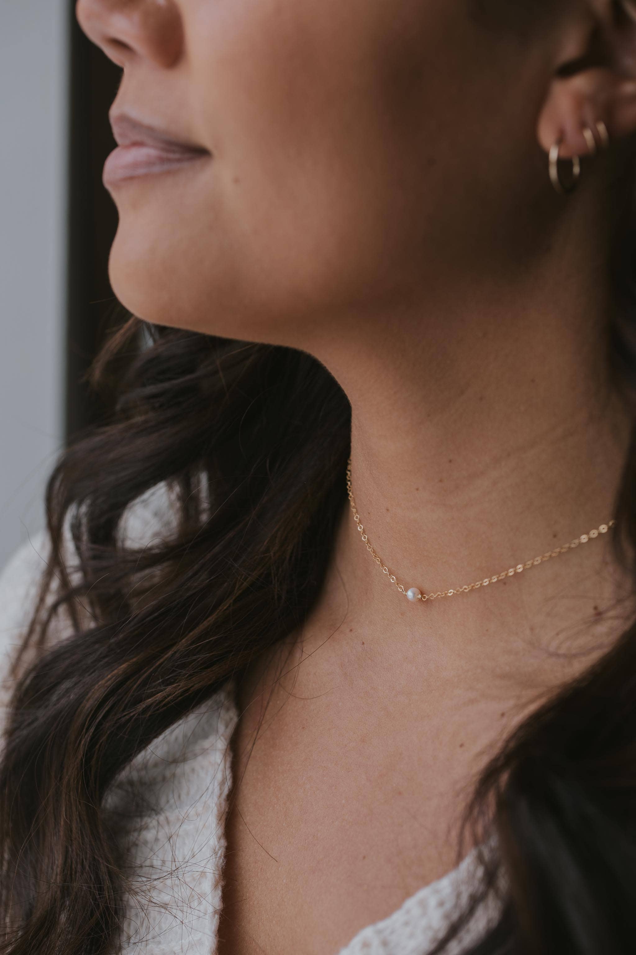 Hello Adorn: Tiny Freshwater Pearl Necklace - 0
