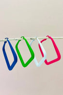 Green Square Hoop Earrings-7