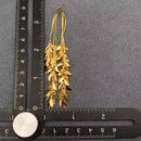 18K Gold Plated Metal Leaves Firnge Post Earrings-4