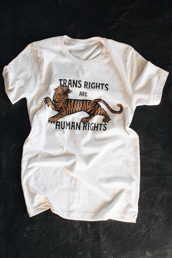 Trans Rights are Human Rights Tiger Tee - Natural White