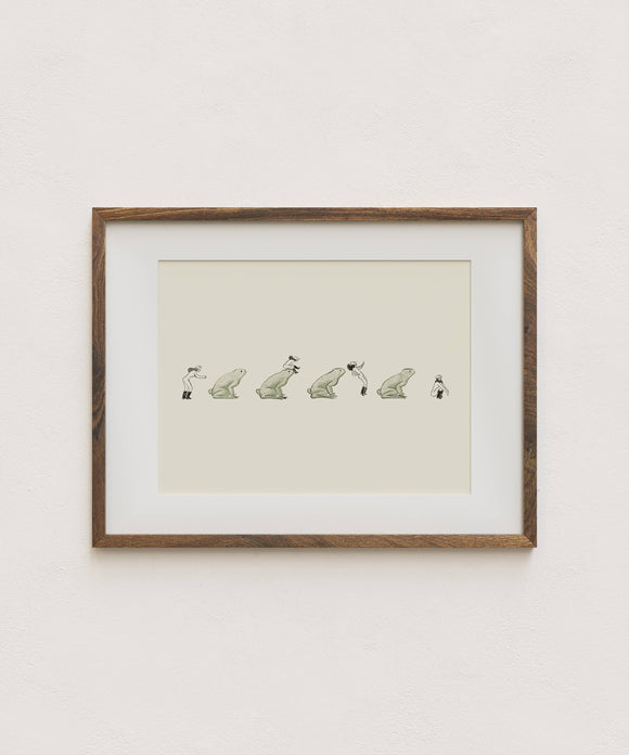 "Leap Frog" Vintage Cowgirl & Nature Giclée Art Print