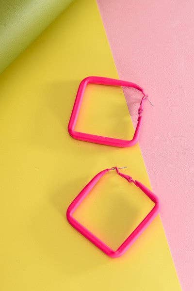 Green Square Hoop Earrings