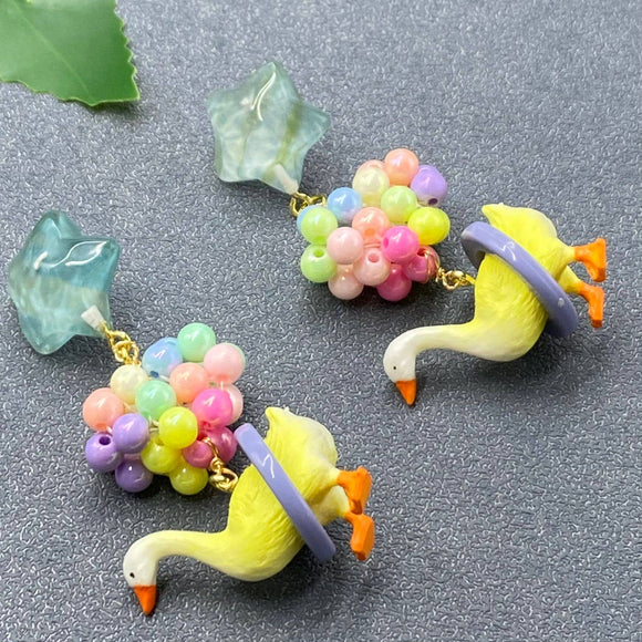 Resin Duck Dangle Earrings