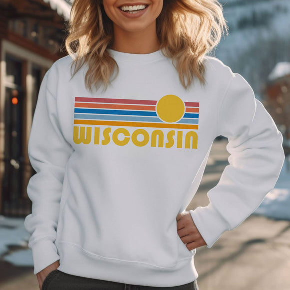 Retro Sunrise Wisconsin Crewneck Sweatshirt