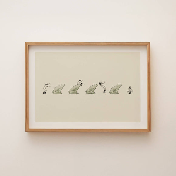 "Leap Frog" Vintage Cowgirl & Nature Giclée Art Print