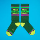 Weed Is My Therapist Gym Crew Socks-5