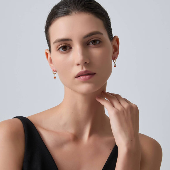 Dainty Orange Fruit Hoop Earrings