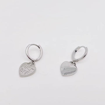 Fuck Off Heart Dangle Earrings - 0