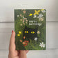Flower Black Kitty Birthday Card