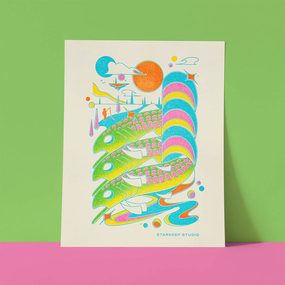 Space Fishin' Risograph Print