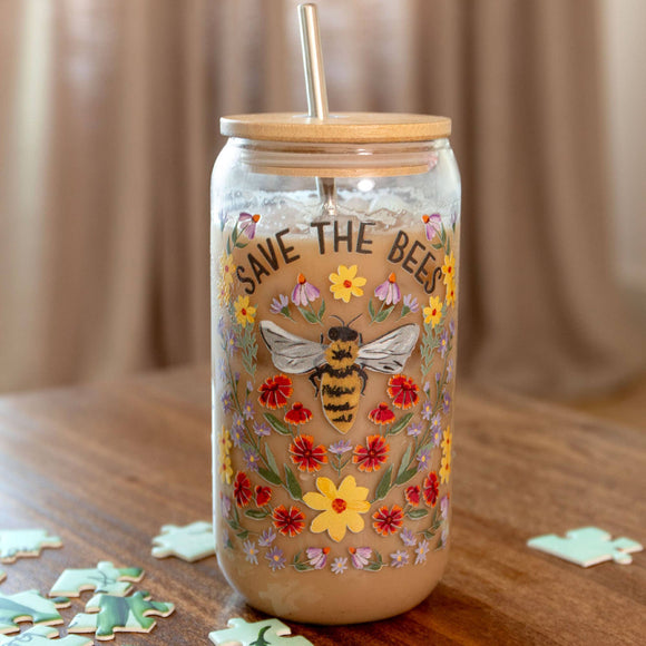 Save the Bees Can Glass