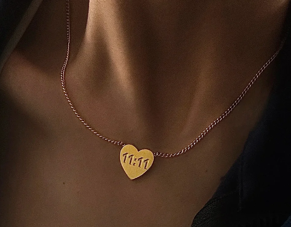 11:11 Heart Angel Number 14K Plated Necklace