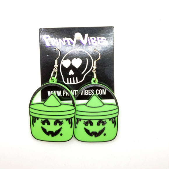 Witch Halloween Bucket Earrings