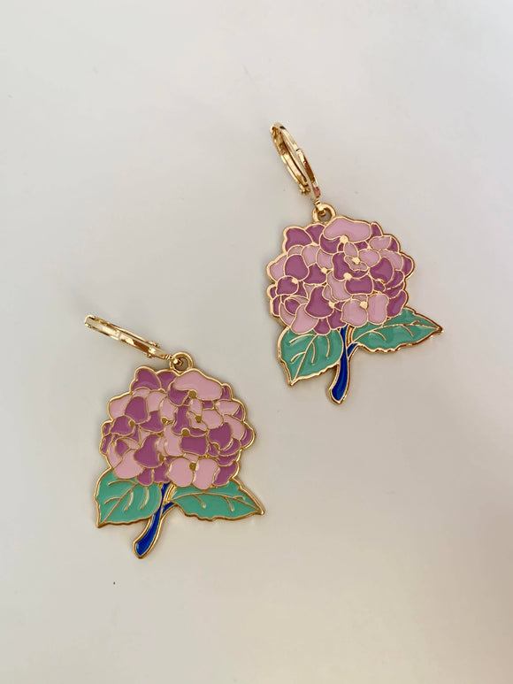 Hydrangea Huggie Earrings