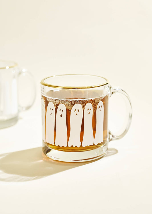 Boo Ghost Glass Gold Rimmed Coffee Mug