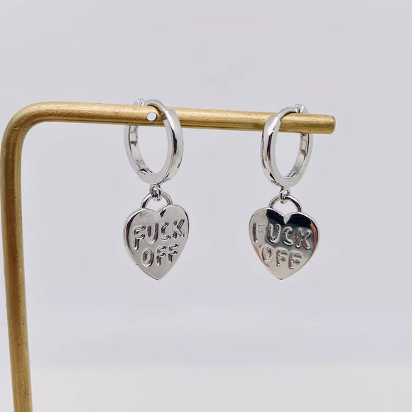 Fuck Off Heart Dangle Earrings