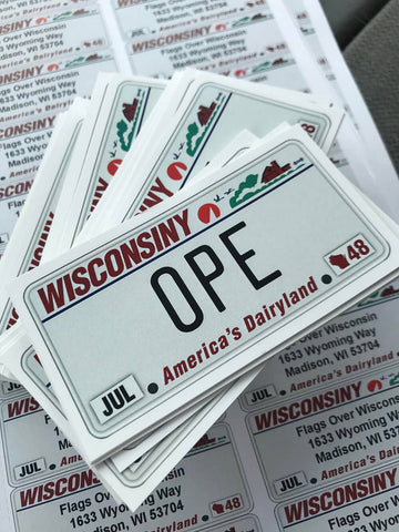 Wisconsin License Plate OPE Sticker - 0