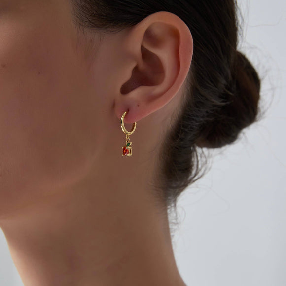 Dainty Orange Fruit Hoop Earrings