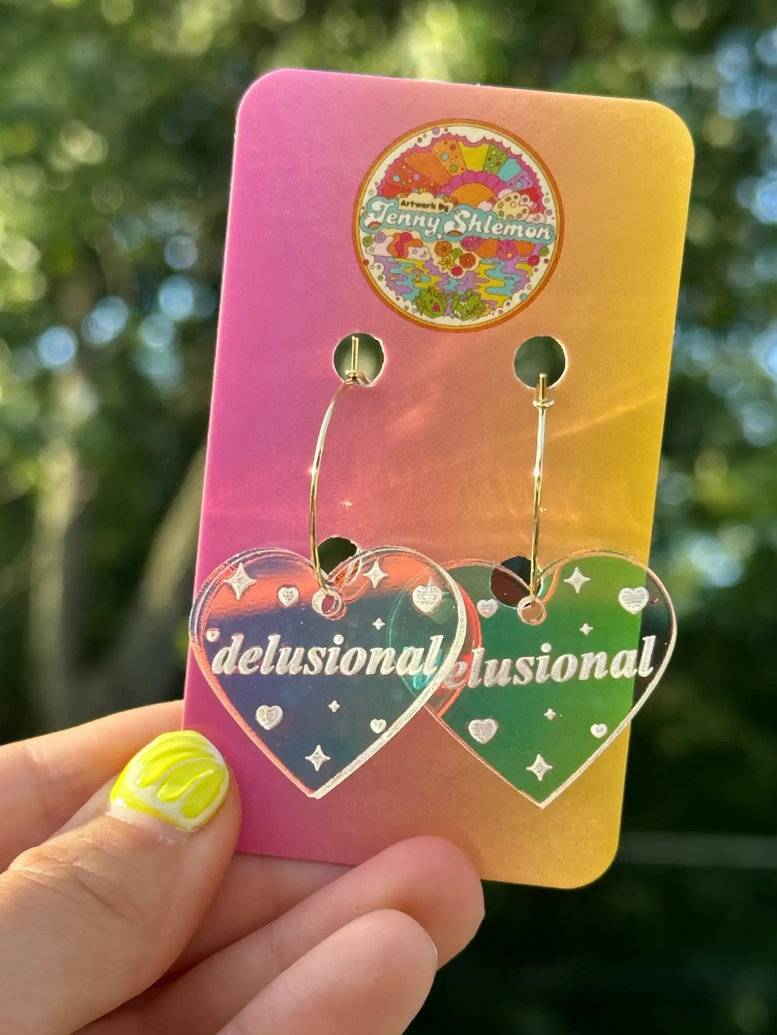 Delusional Heart Hoop Earrings - 0