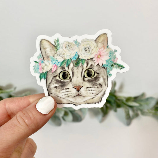 Cat With Flower Crown Sticker