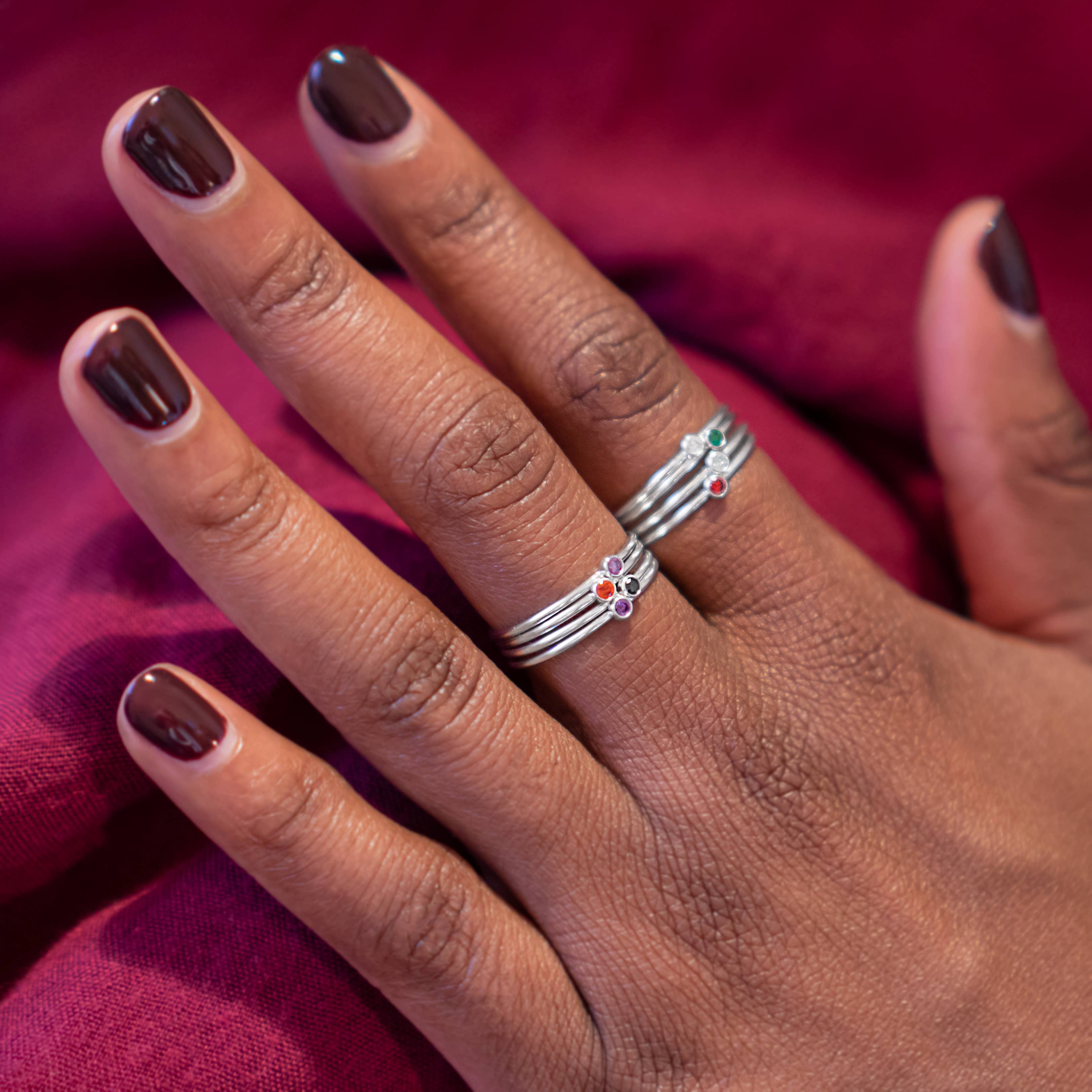 Birthstone Sterling Silver Rings