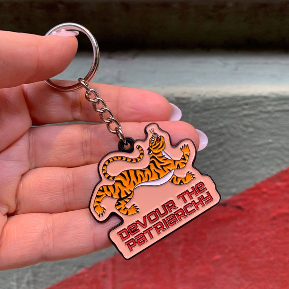 Feminist Devour the Patriarchy Tiger Keychain