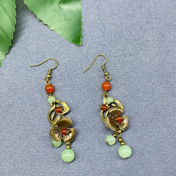 Agate Metal Flower Earrings