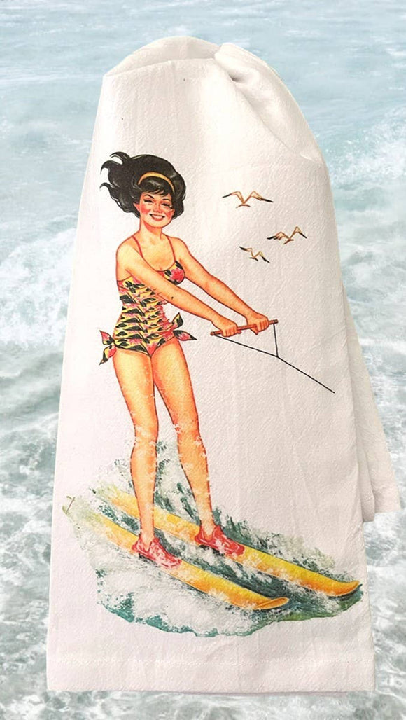 Wendy Waterskis Retro Flour Sack Tea Towel