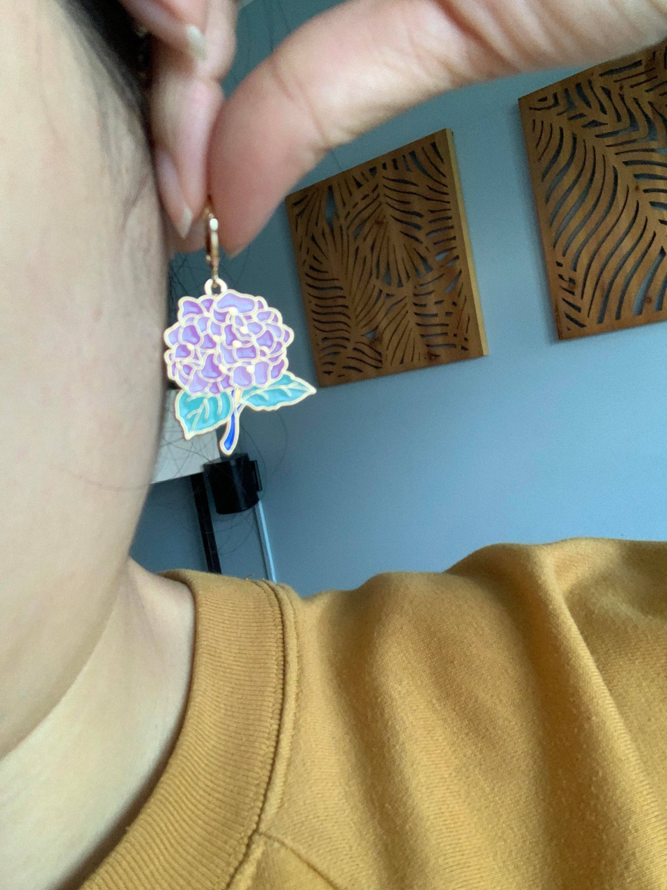 Hydrangea Huggie Earrings