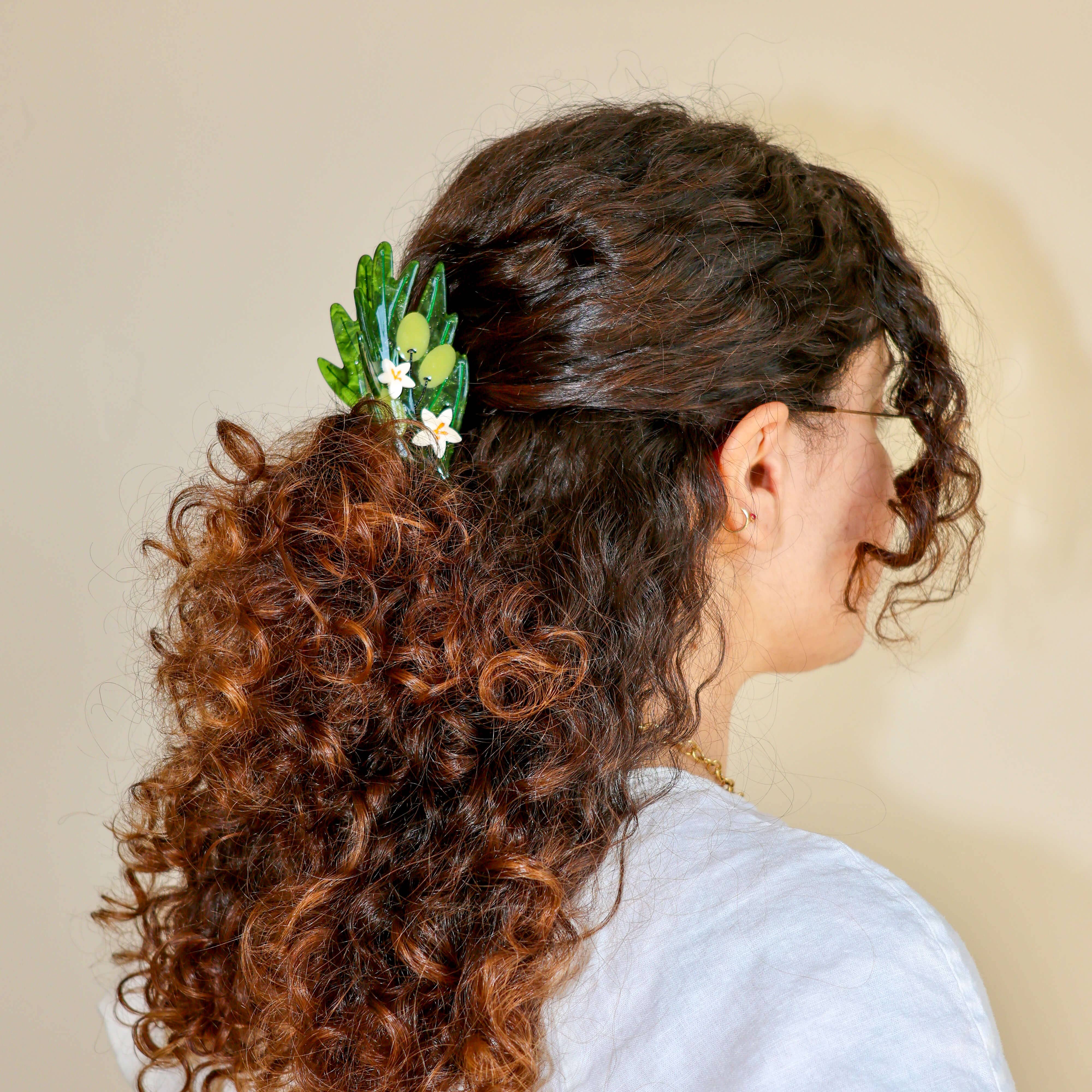 Large Olive Branch Hair Claw Clip - 0