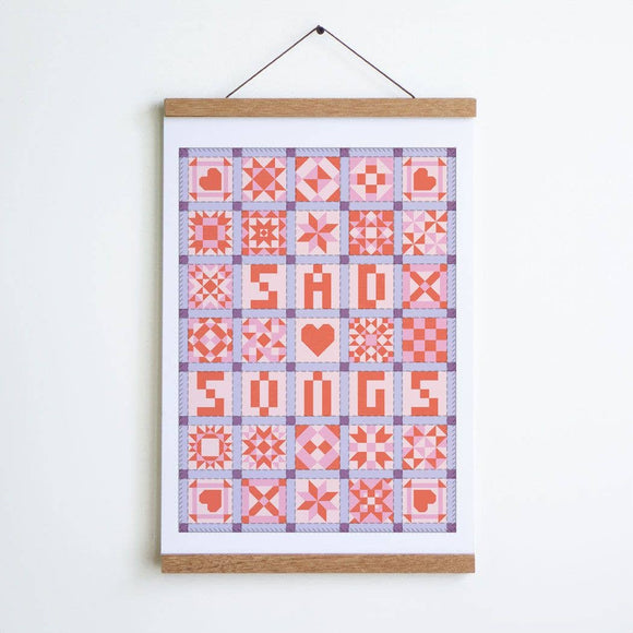Sad Songs Patchwork Quilt Print