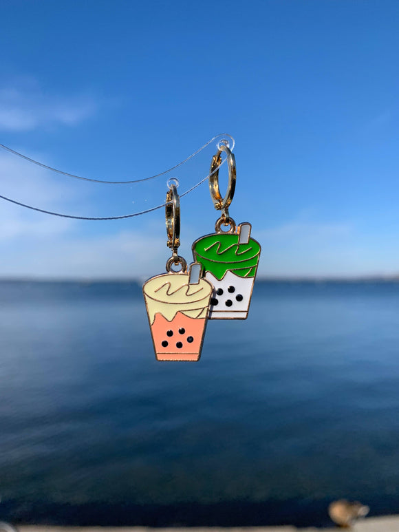 Bubble Tea Huggie Earrings