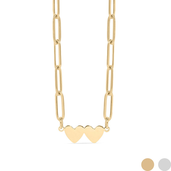 2 Heart Paperclip Necklace