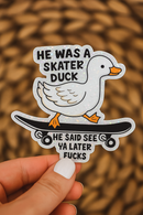 Skater Duck Glitter Sticker-1
